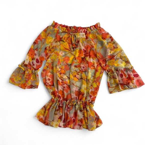 Simonton Says Tops - Vibrant Boho Unique Cottagcore George Simonton Frilly Blouse Women’s XS